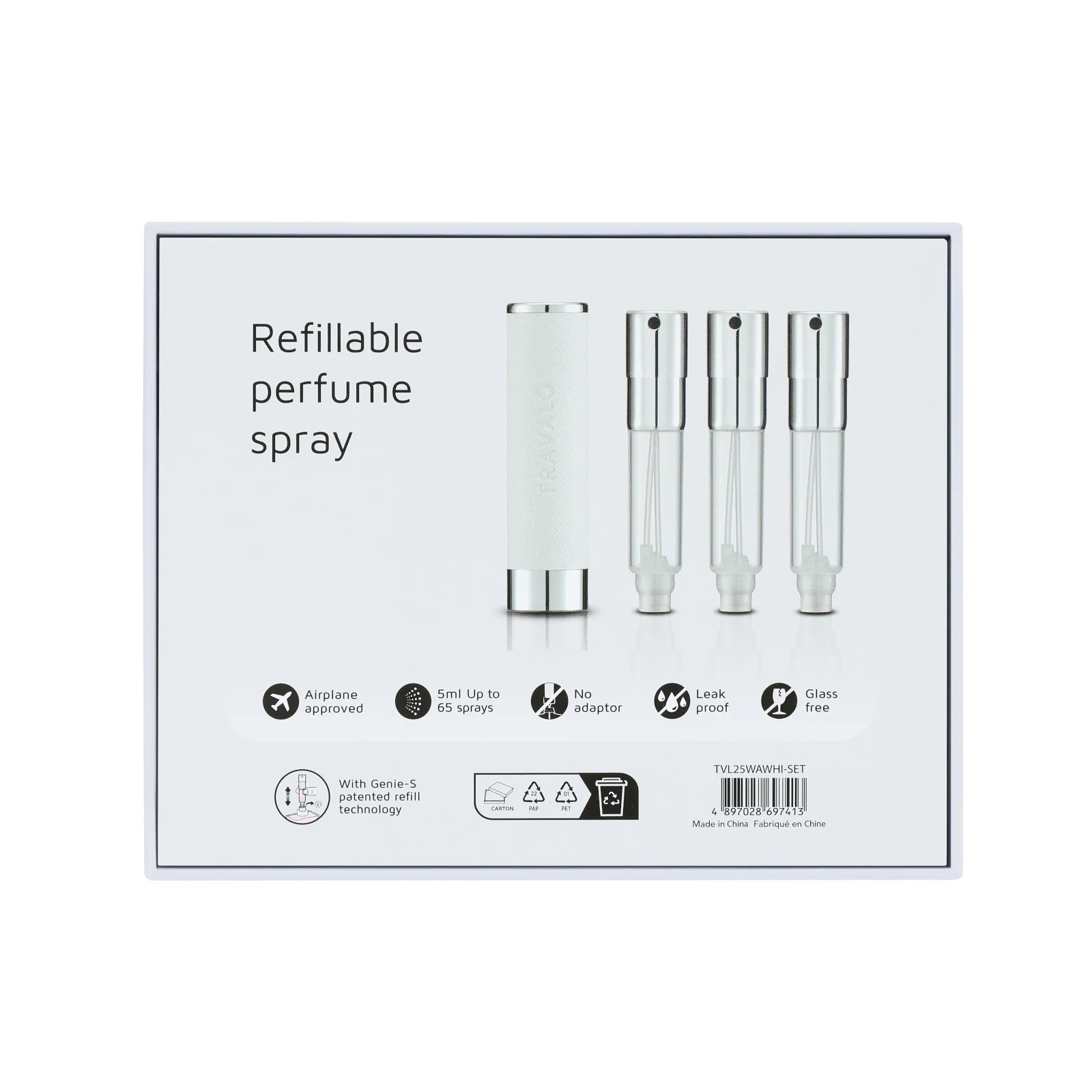 Travalo - Walzer 5ml Atomiser White - Set of 3 - Image 3